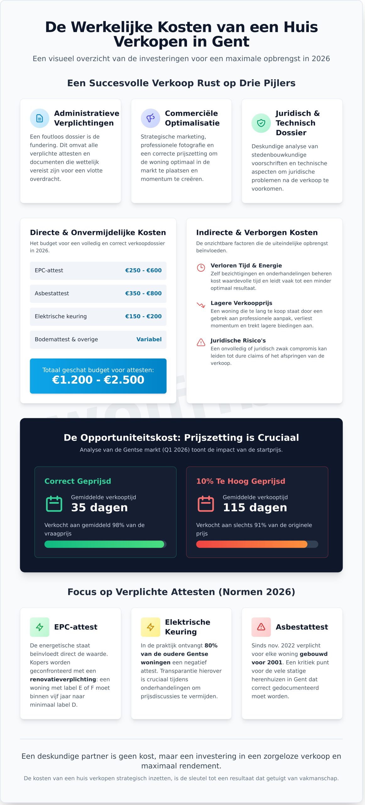 Kosten huis verkopen in Gent (2026): Een compleet overzicht van investering tot rendement